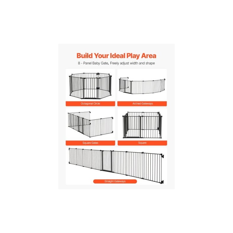Turvaportti 8 paneelia 487 cm leveä 71 cm korkea musta taitettava