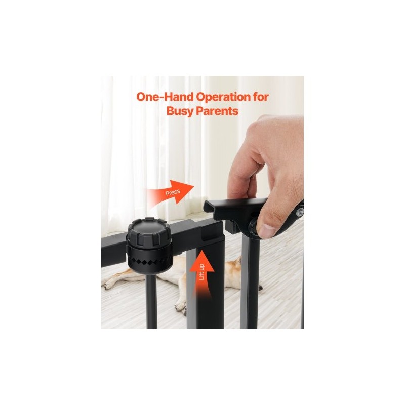 Turvaportti 8 paneelia 487 cm leveä 71 cm korkea musta taitettava