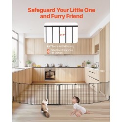 Turvaportti 8 paneelia 487 cm leveä 71 cm korkea musta taitettava