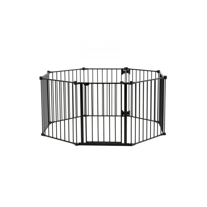 Turvaportti 8 paneelia 487 cm leveä 71 cm korkea musta taitettava