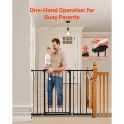 Turvaportti säädettävä leveys 65–122 cm korkeus 91 cm musta yhdellä kädellä avattava