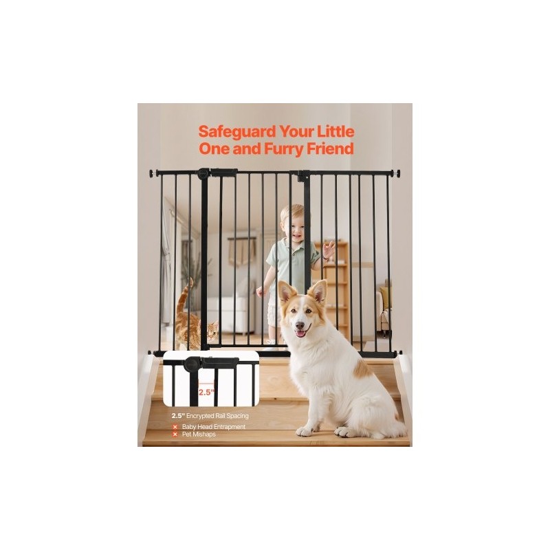 Turvaportti säädettävä leveys 65–122 cm korkeus 91 cm musta yhdellä kädellä avattava