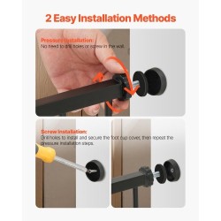 Turvaportti säädettävä leveys 65–122 cm korkeus 91 cm musta yhdellä kädellä avattava