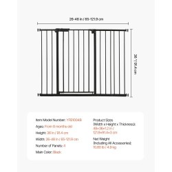 Turvaportti säädettävä leveys 65–122 cm korkeus 91 cm musta yhdellä kädellä avattava