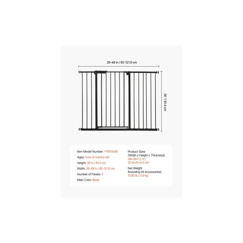 Turvaportti säädettävä leveys 65–122 cm korkeus 91 cm musta yhdellä kädellä avattava