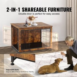 Koirankoppi P2-luokan lastulevystä sisäkäyttöön kahdella ovella irrotettavalla tarjottimella ruskea