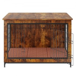 Koirankoppi P2-luokan lastulevystä sisäkäyttöön kahdella ovella irrotettavalla tarjottimella ruskea