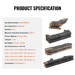 Keramiikkahalkosarja 8 kpl lämmönkestävä tammipuun ulkonäkö kaasukamiinoihin