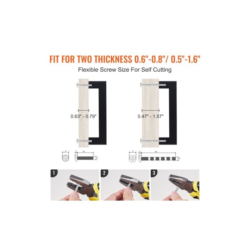 Kaapin vetimet ruostumatonta terästä 160 mm keskireikäväli 10 kappaletta mattamusta