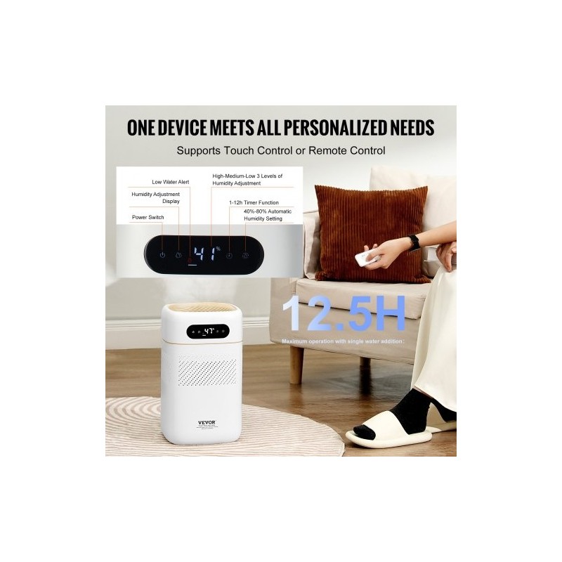 Haihtuva ilmankostutin 5 litran vesisäiliö 480 millilitraa tunnissa suodatus ylhäältä täytettävä
