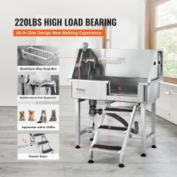 Koiran kylpyallas 304-ruostumattomasta teräksestä 864 mm sähkösäädettävä kantavuus 100 kg