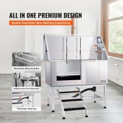 Koirankylpyallas sähköisesti säädettävä 304 ruostumaton teräs 1270 mm 150 kg vasen ovi