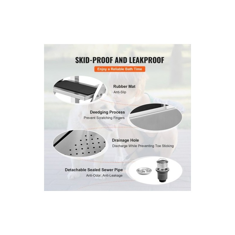 Koirankylpyallas sähköisesti säädettävä 304 ruostumaton teräs 1270 mm 150 kg vasen ovi