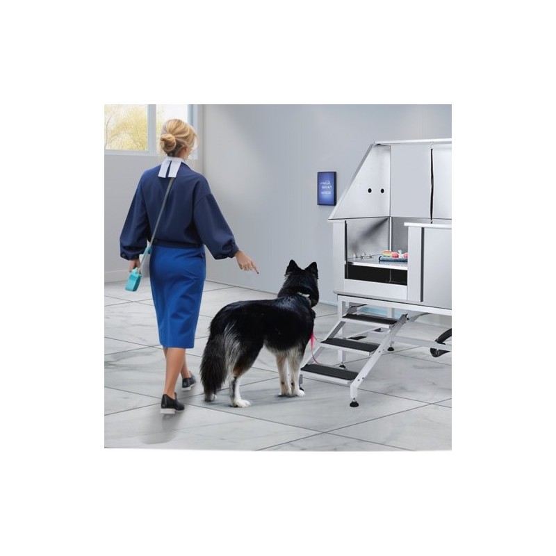 Koirankylpyallas sähköisesti säädettävä 304 ruostumaton teräs 1270 mm 150 kg vasen ovi