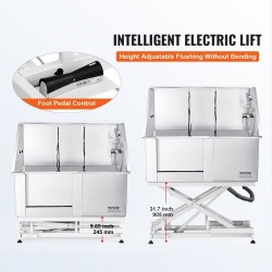 Koiran pesuallas ruostumaton teräs 1270 mm sähkökorkeussäädettävä 150 kg vasen ovi