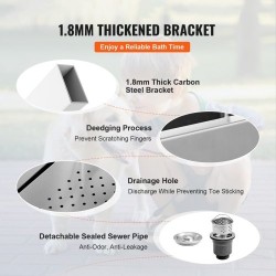 Koiran pesuallas ruostumaton teräs 1270 mm sähkökorkeussäädettävä 150 kg vasen ovi