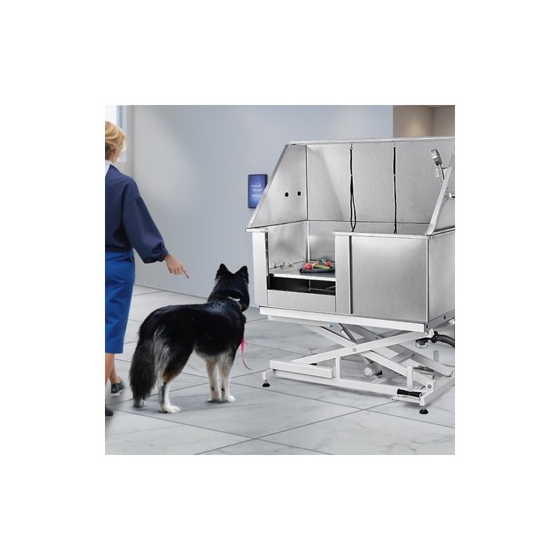 Koiran pesuallas ruostumaton teräs 1270 mm sähkökorkeussäädettävä 150 kg vasen ovi