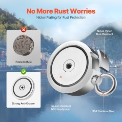 Magneettikalastuspakkaus N35-neodyymimagneetti 454 kg vetovoima kaksipuolinen sisältää köyden haavin käsineet ja silmukkapultin