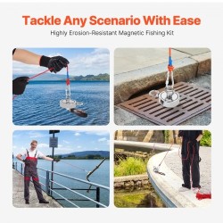 Magneettikalastuspakkaus N35-neodyymimagneetti 454 kg vetovoima kaksipuolinen sisältää köyden haavin käsineet ja silmukkapultin