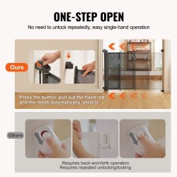 Verkollinen sisäänvedettävä turvaportti 86,9cm korkea 195,1cm leveä musta lapsille ja lemmikeille