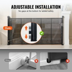 Verkollinen sisäänvedettävä turvaportti 86,9cm korkea 195,1cm leveä musta lapsille ja lemmikeille