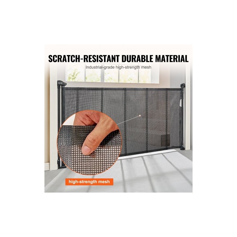 Verkollinen sisäänvedettävä turvaportti 86,9cm korkea 195,1cm leveä musta lapsille ja lemmikeille