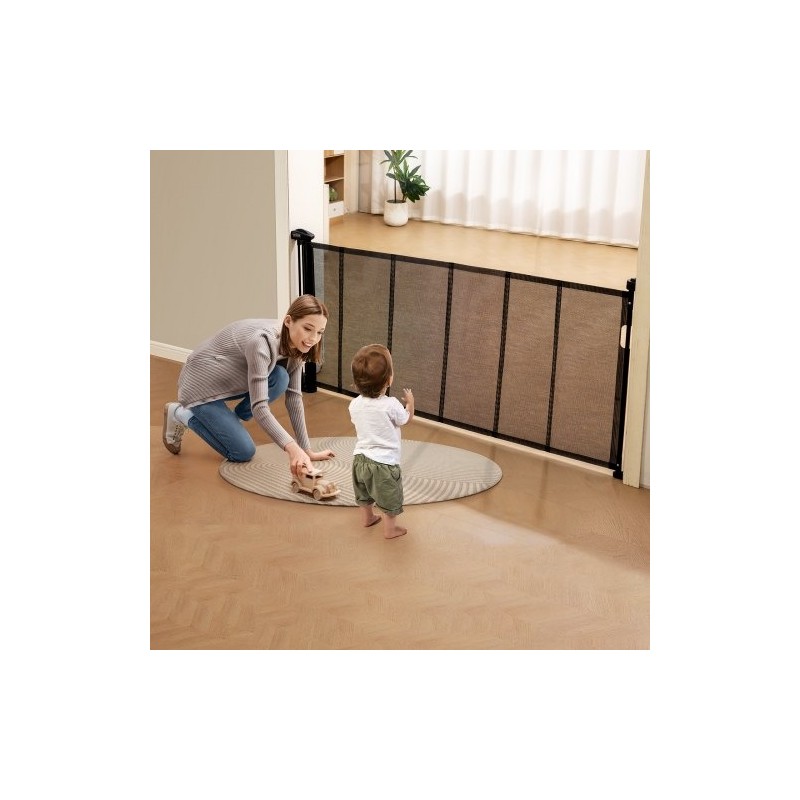 Verkollinen sisäänvedettävä turvaportti 86,9cm korkea 195,1cm leveä musta lapsille ja lemmikeille