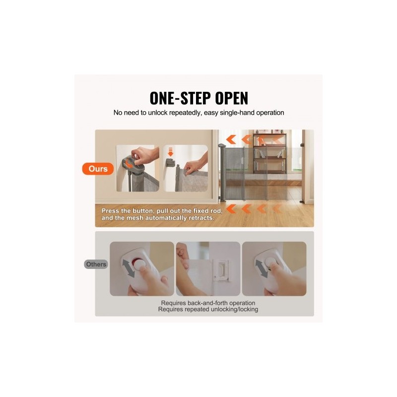 Vedettävä verkkoinen turvaportti korkeus 86,9 cm leveys jopa 152,4 cm harmaa sisäkäyttöön