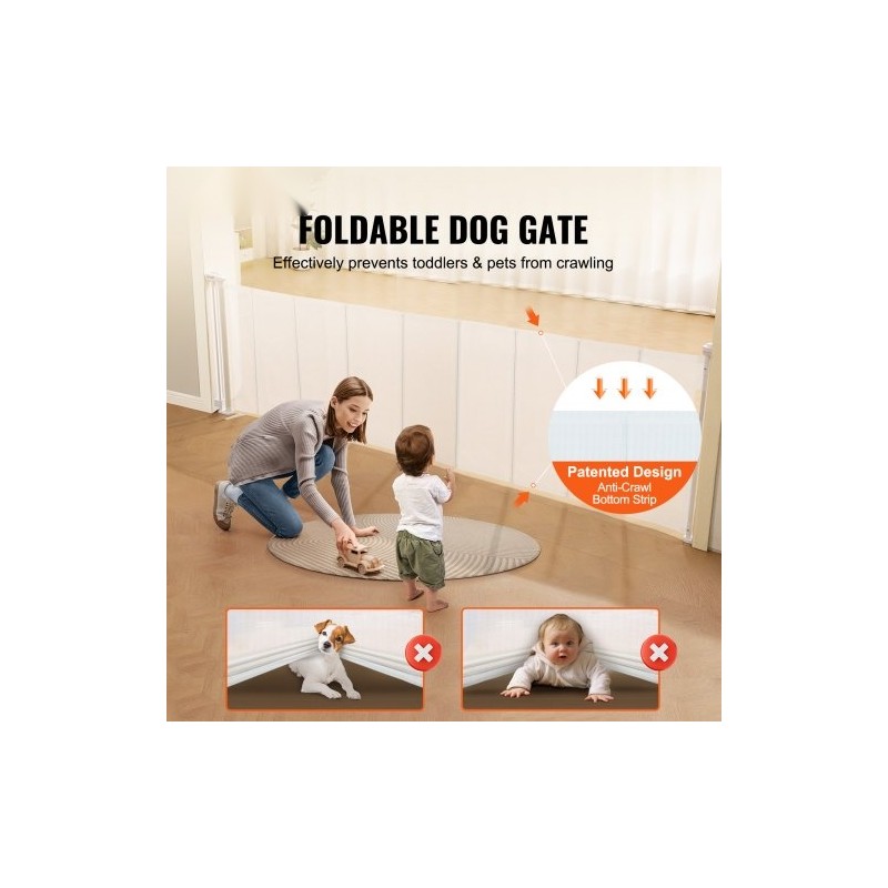 Sisäänvedettävä verkkoportti lapsille ja lemmikeille 87 senttimetriä korkea jopa 295 senttimetriä leveä