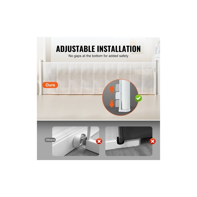 Sisäänvedettävä verkkoportti lapsille ja lemmikeille 87 senttimetriä korkea jopa 295 senttimetriä leveä