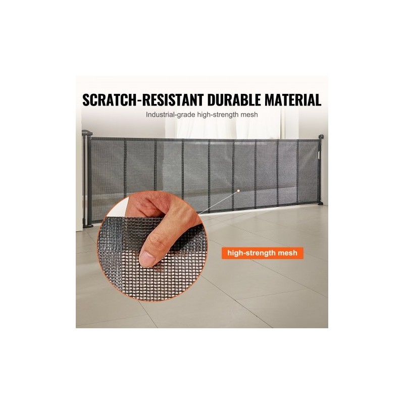 Rullautuva verkkoportti korkeus 87 cm ulottuu 295 cm musta lapsille ja lemmikeille