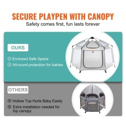 Leikkikehä lasikuiturunko 152 x 152 cm kevyt kokoontaitettava 3 aurinkosuojaa UPF50+