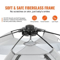 Leikkikehä lasikuiturunko 152 x 152 cm kevyt kokoontaitettava 3 aurinkosuojaa UPF50+