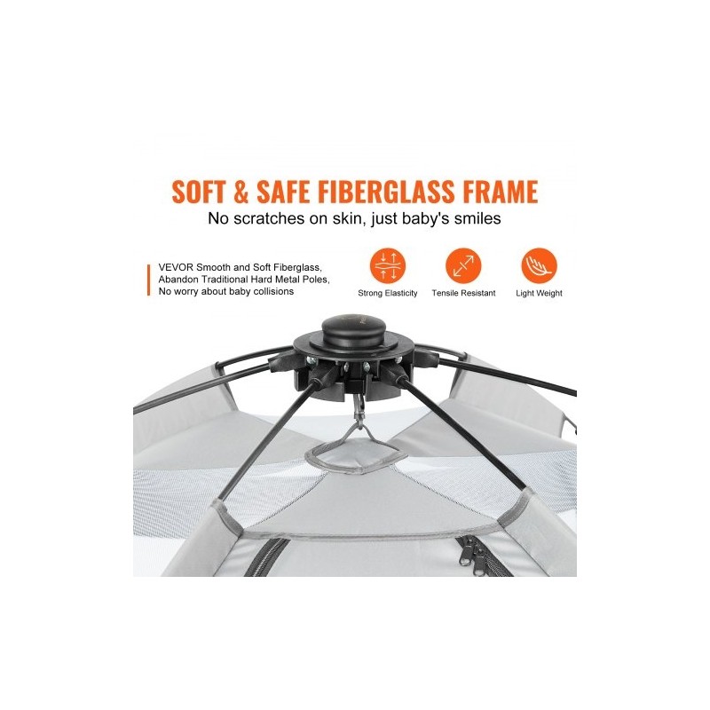 Leikkikehä lasikuiturunko 152 x 152 cm kevyt kokoontaitettava 3 aurinkosuojaa UPF50+