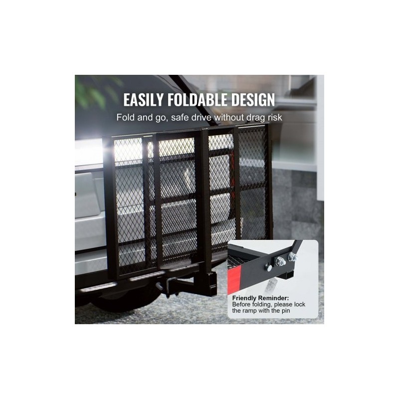 Vetokoukkuun kiinnitettävä rautainen pyörätuoli ja skootterikori 1175×680×112 mm 226,8 kg