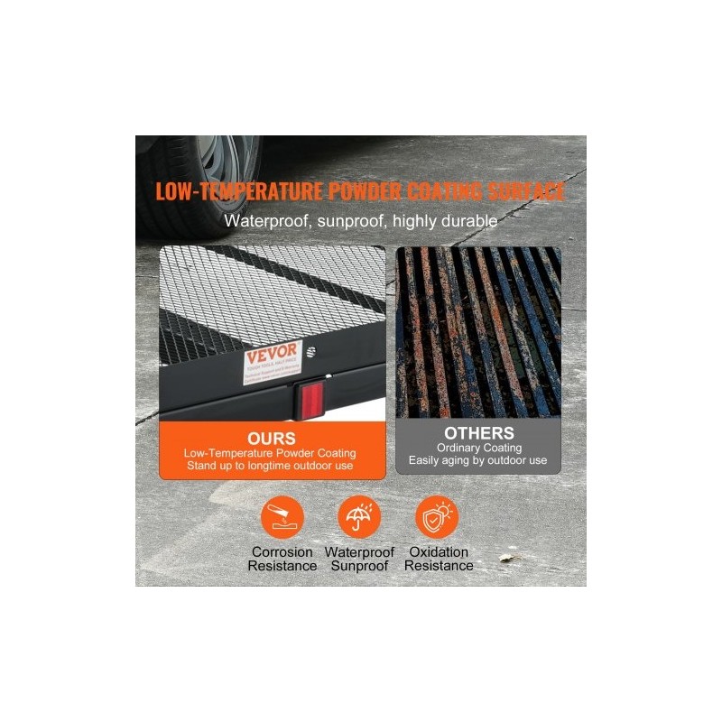 Vetokoukkuun kiinnitettävä rautainen pyörätuoli ja skootterikori 1175×680×112 mm 226,8 kg