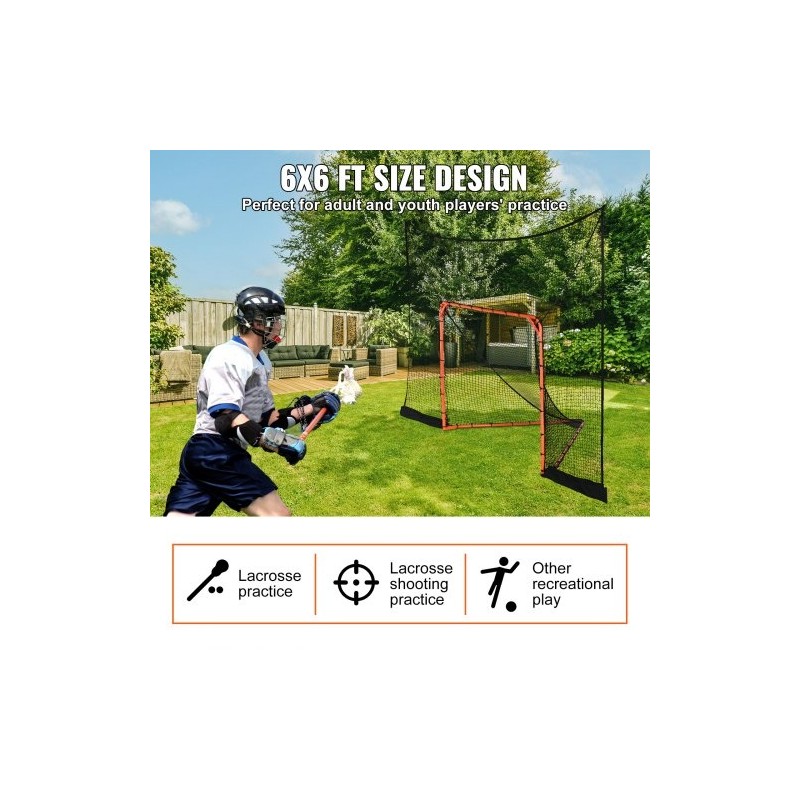 Maalitaustaverkko lacrosseen ja jääkiekkoon solmuton polyesteriverkko 12x9 jalkaa 14 karabiinihakaa