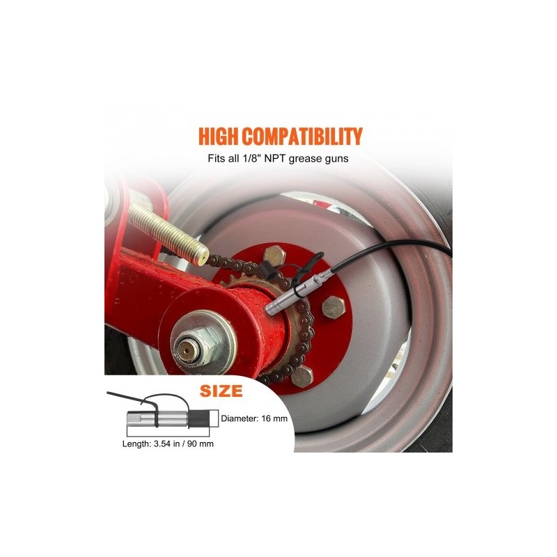 Rasvaprässin 1/8-tuumainen NPT-liitin jousiteräs, 3-leukainen, 2 kpl