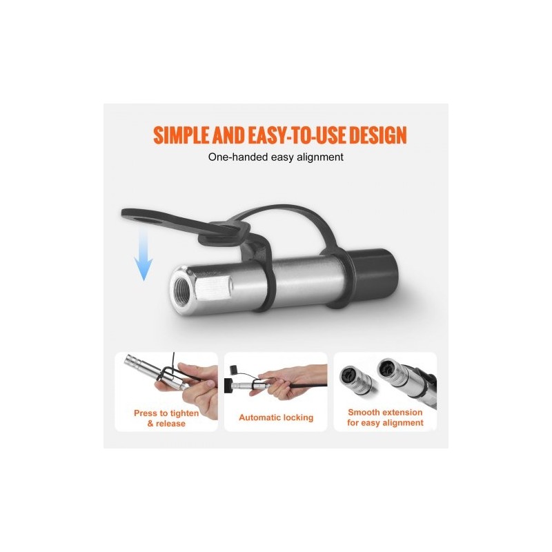 Rasvaprässin 1/8-tuumainen NPT-liitin jousiteräs, 3-leukainen, 2 kpl