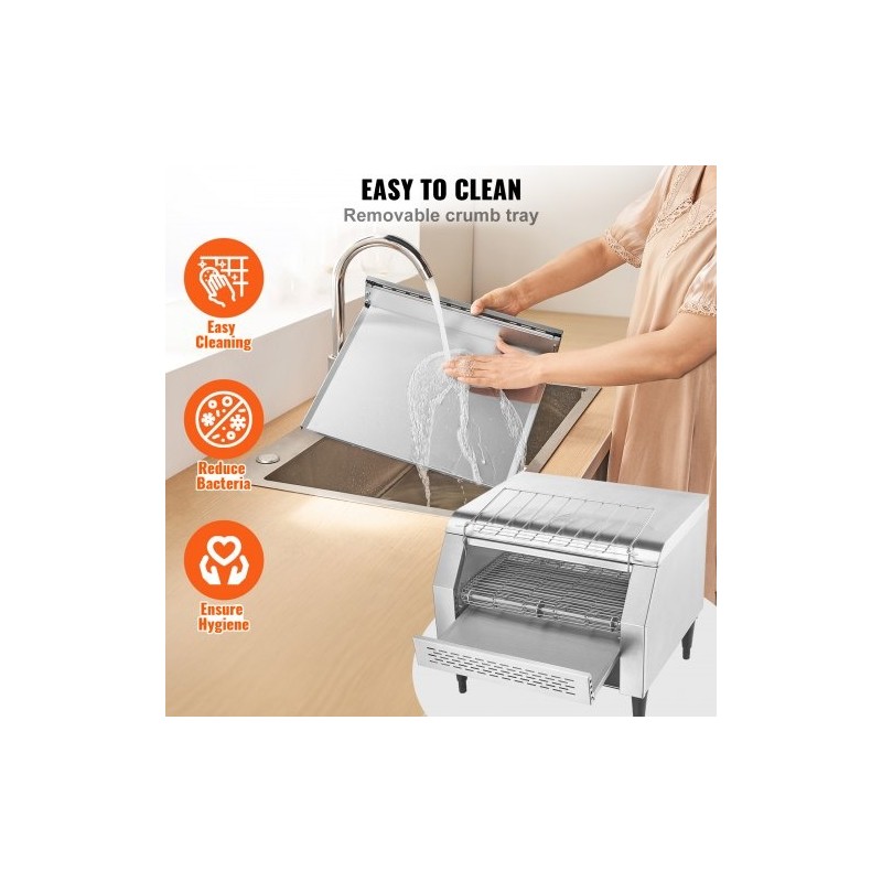 Kuljetinleivänpaahdin ruostumattomasta teräksestä yli 450 viipaletta tunnissa ammattikeittiöön