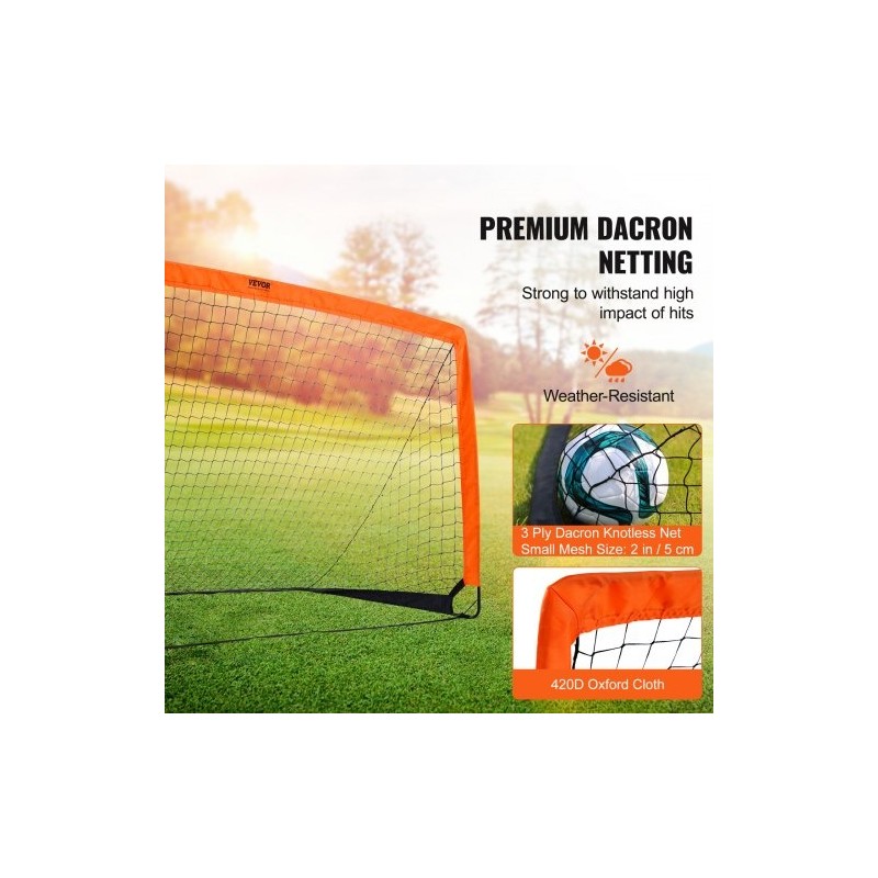 Kokoontaitettava jalkapallomaali lasikuiturunko Dacronverkko noin 6.5x3.25 jalkaa lapsille kantolaukulla