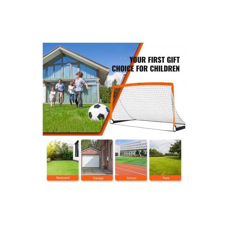 Kokoontaitettava jalkapallomaali lasikuiturunko Dacronverkko noin 6.5x3.25 jalkaa lapsille kantolaukulla
