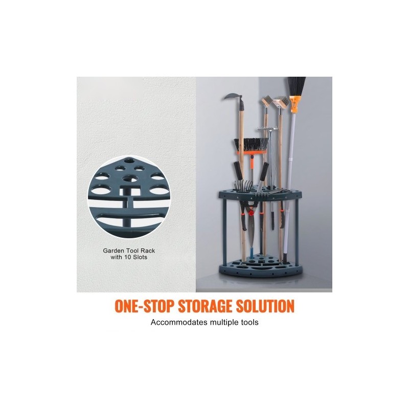 Puutarhatyökaluteline PP-muovi 19 paikkaa pitkävartisille työkaluille tornimallinen