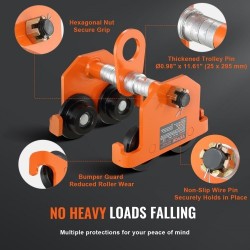 Käsikäyttöinen siltanosturin vaunu seosterästä 2 t kantavuus säädettävä laipan leveys 6,3–20,3 cm