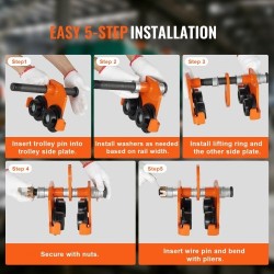 Käsikäyttöinen siltanosturin vaunu seosterästä 2 t kantavuus säädettävä laipan leveys 6,3–20,3 cm