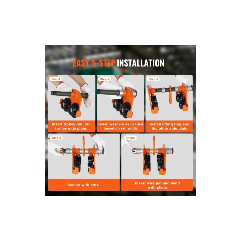 Käsikäyttöinen siltanosturin vaunu seosterästä 2 t kantavuus säädettävä laipan leveys 6,3–20,3 cm