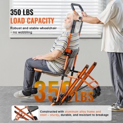 Manuaalinen porrastuoli alumiiniseosrungolla kokoontaitettava 159 kg kantavuus neljällä pyörällä evakuointiin ja siirtoihin