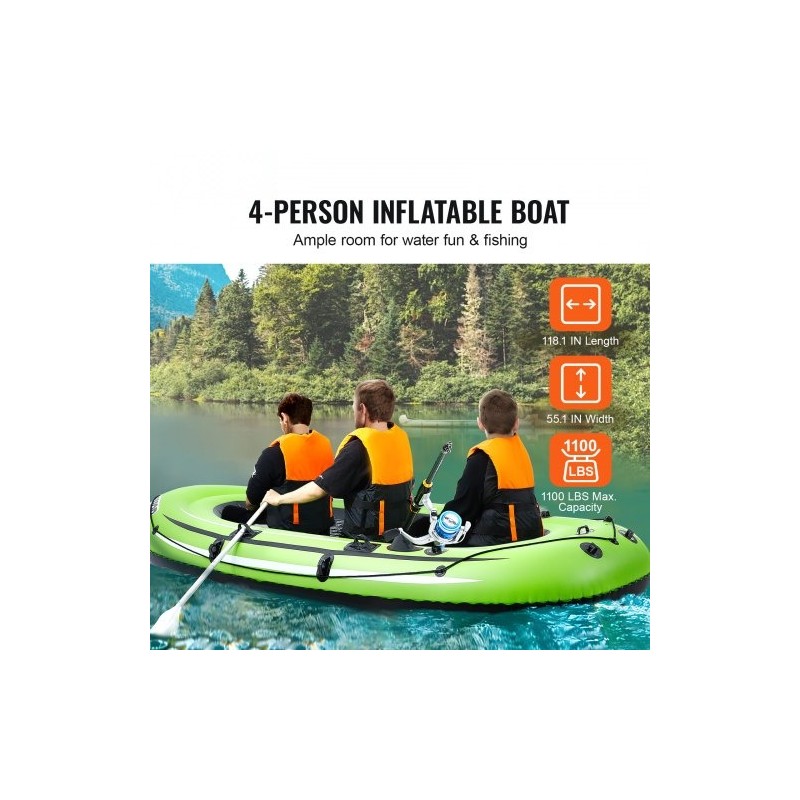 Ilmatäytteinen PVC-vene neljälle 499 kg kantavuus alumiinimelat