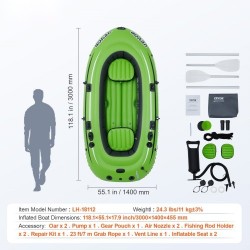 Ilmatäytteinen PVC-vene neljälle 499 kg kantavuus alumiinimelat