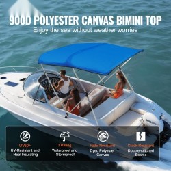 Bimini-veneaurinkokatos kolmen kaaren 900D polyesterikangas alumiiniseosrunko 1550–1670 mm